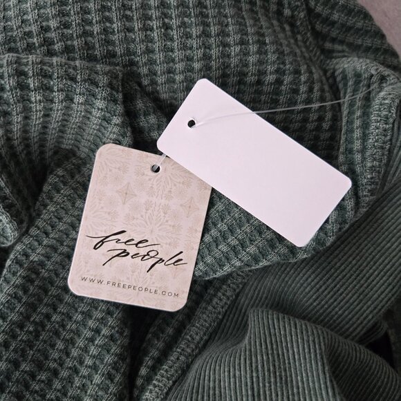 Free People One Blake Thermal Shirt XL Green Oversized Relaxed Streetwear Top - Picture 9 of 14